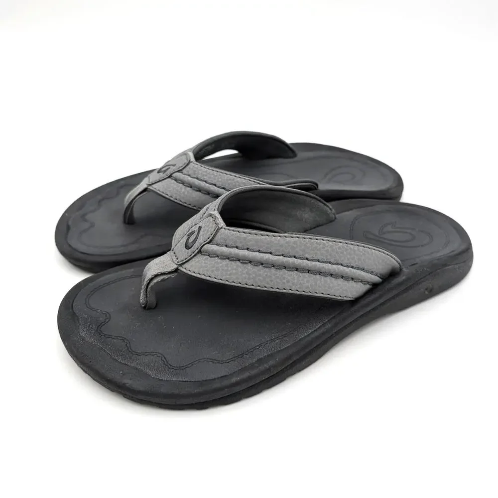Olukai Hokua Soft Straps Flip Flop Beach Sandals Men's Black Size US8 EU41